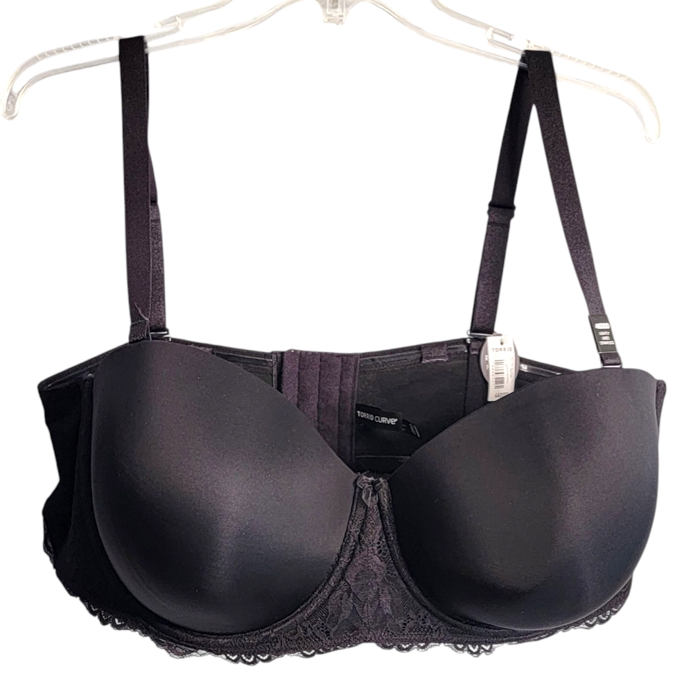 Torrid Curve Elegant Black Strapless Lightly Lined Bra 46DDD NWT - Picture 3 of 11